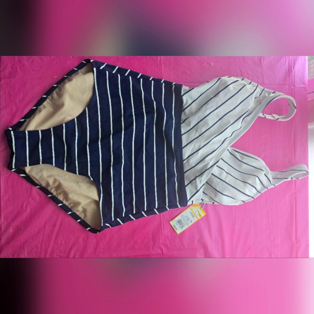 Nautica Striped Swimsuit in Navy and White